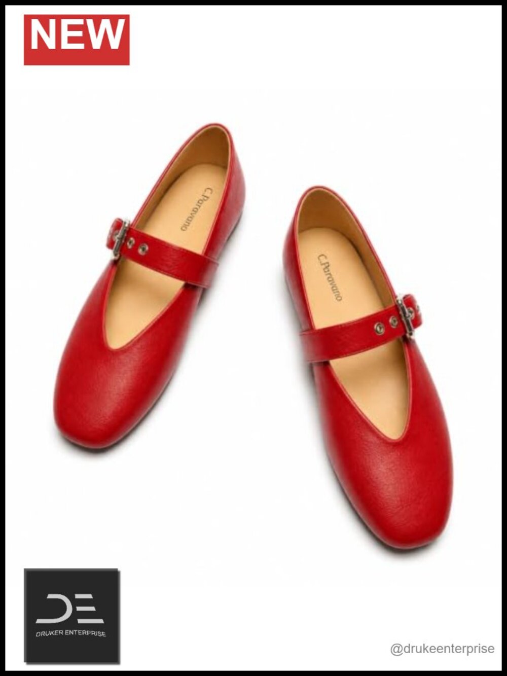 Women's Round Toe Mary Jane Flats with Adjustable Buckle Strap Slip On